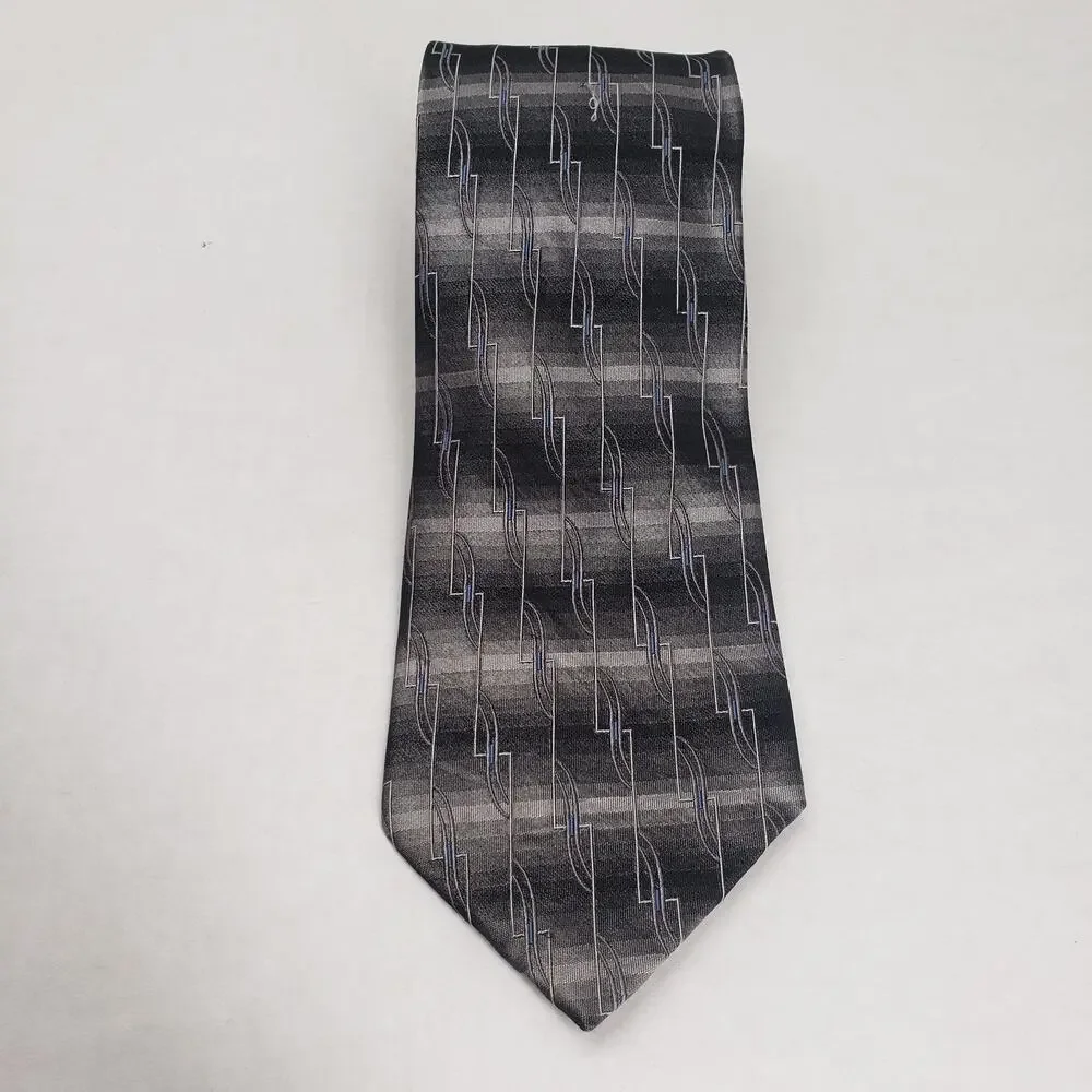 Vintage Mens Necktie Striped Geometric Pattern 3.5x 58